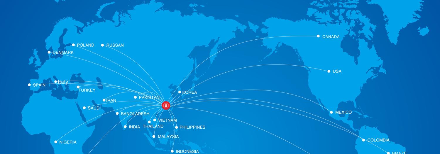 TIANQIU global service network world map